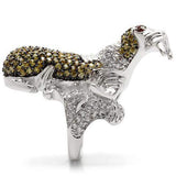 Alamode Rhodium + Ruthenium Brass Ring with AAA Grade CZ in Multi Color - Alamode - Flyclothing LLC
