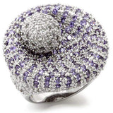 Alamode Rhodium Brass Ring with AAA Grade CZ in Tanzanite - Alamode - Flyclothing LLC