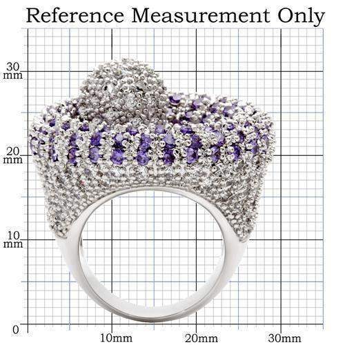 Alamode Rhodium Brass Ring with AAA Grade CZ in Tanzanite - Alamode - Flyclothing LLC
