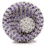 Alamode Rhodium Brass Ring with AAA Grade CZ in Tanzanite - Alamode - Flyclothing LLC