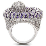 Alamode Rhodium Brass Ring with AAA Grade CZ in Tanzanite - Alamode - Flyclothing LLC