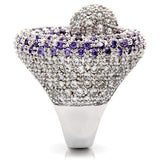 Alamode Rhodium Brass Ring with AAA Grade CZ in Tanzanite - Alamode - Flyclothing LLC