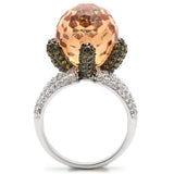 Alamode Rhodium + Ruthenium Brass Ring with AAA Grade CZ in Champagne - Alamode - Flyclothing LLC