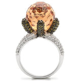 Alamode Rhodium + Ruthenium Brass Ring with AAA Grade CZ in Champagne - Alamode
