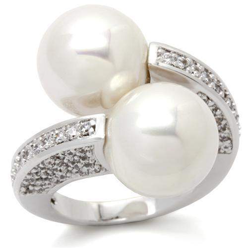 Alamode Rhodium Brass Ring with AAA Grade CZ in Clear - Alamode - Flyclothing LLC