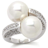 Alamode Rhodium Brass Ring with AAA Grade CZ in Clear - Alamode - Flyclothing LLC