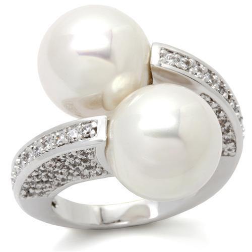 Alamode Rhodium Brass Ring with AAA Grade CZ in Clear - Alamode