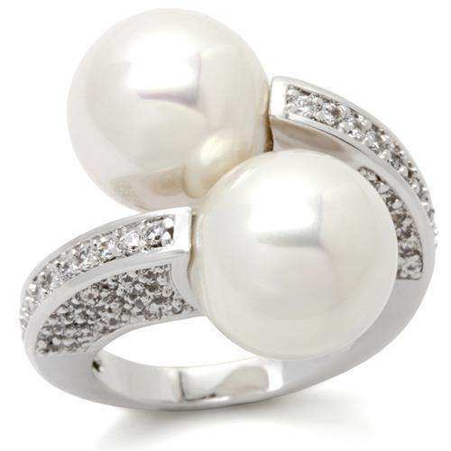 Alamode Rhodium Brass Ring with AAA Grade CZ in Clear - Alamode - Flyclothing LLC