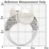 Alamode Rhodium Brass Ring with AAA Grade CZ in Clear - Alamode