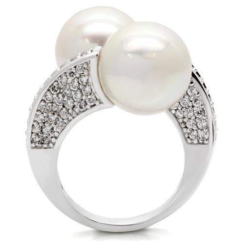 Alamode Rhodium Brass Ring with AAA Grade CZ in Clear - Alamode - Flyclothing LLC