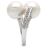 Alamode Rhodium Brass Ring with AAA Grade CZ in Clear - Alamode - Flyclothing LLC