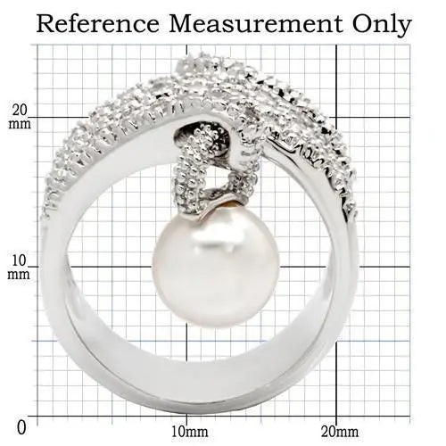 Alamode Rhodium Brass Ring with AAA Grade CZ in Clear - Alamode - Flyclothing LLC