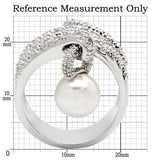 Alamode Rhodium Brass Ring with AAA Grade CZ in Clear - Alamode - Flyclothing LLC