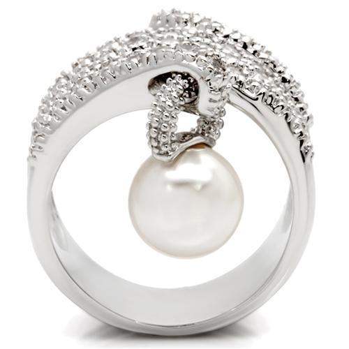 Alamode Rhodium Brass Ring with AAA Grade CZ in Clear - Alamode - Flyclothing LLC