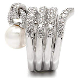 Alamode Rhodium Brass Ring with AAA Grade CZ in Clear - Alamode - Flyclothing LLC