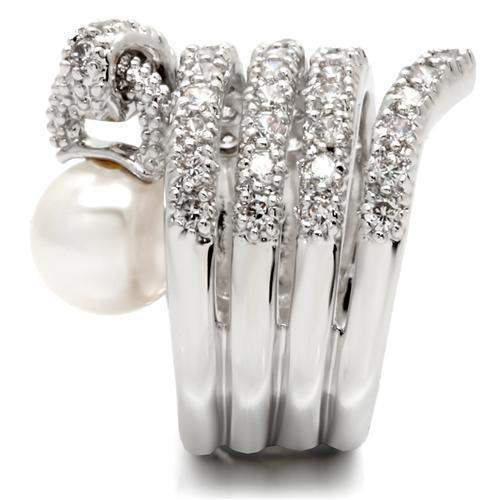 Alamode Rhodium Brass Ring with AAA Grade CZ in Clear - Alamode - Flyclothing LLC