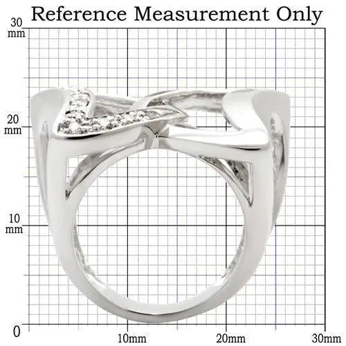 Alamode Rhodium Brass Ring with AAA Grade CZ in Clear - Alamode - Flyclothing LLC