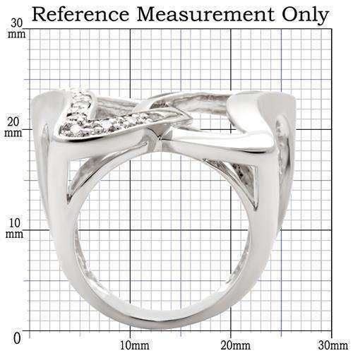 Alamode Rhodium Brass Ring with AAA Grade CZ in Clear - Alamode - Flyclothing LLC