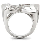 Alamode Rhodium Brass Ring with AAA Grade CZ in Clear - Alamode