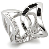 Alamode Rhodium Brass Ring with AAA Grade CZ in Clear - Alamode