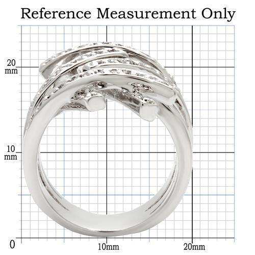 Alamode Rhodium Brass Ring with AAA Grade CZ in Clear - Alamode - Flyclothing LLC