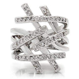 Alamode Rhodium Brass Ring with AAA Grade CZ in Clear - Alamode - Flyclothing LLC