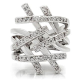 Alamode Rhodium Brass Ring with AAA Grade CZ in Clear - Alamode