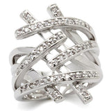 Alamode Rhodium Brass Ring with AAA Grade CZ in Clear - Alamode
