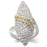 Alamode Gold+Rhodium Brass Ring with AAA Grade CZ in Topaz - Alamode