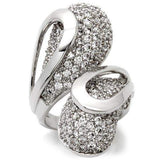 Alamode Rhodium Brass Ring with AAA Grade CZ in Clear - Alamode - Flyclothing LLC