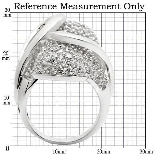 Alamode Rhodium Brass Ring with AAA Grade CZ in Clear - Alamode - Flyclothing LLC