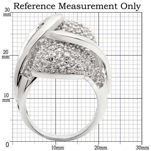 Alamode Rhodium Brass Ring with AAA Grade CZ in Clear - Alamode - Flyclothing LLC