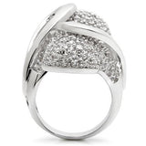 Alamode Rhodium Brass Ring with AAA Grade CZ in Clear - Alamode