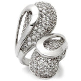 Alamode Rhodium Brass Ring with AAA Grade CZ in Clear - Alamode
