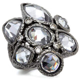 Alamode Ruthenium Brass Ring with AAA Grade CZ in Light Amethyst - Alamode - Flyclothing LLC