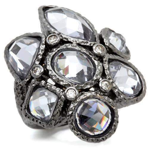 Alamode Ruthenium Brass Ring with AAA Grade CZ in Light Amethyst - Alamode - Flyclothing LLC