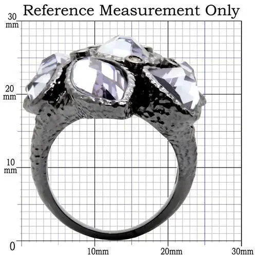 Alamode Ruthenium Brass Ring with AAA Grade CZ in Light Amethyst - Alamode - Flyclothing LLC