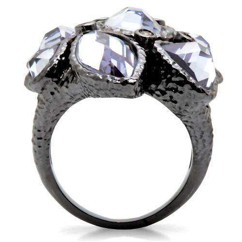 Alamode Ruthenium Brass Ring with AAA Grade CZ in Light Amethyst - Alamode - Flyclothing LLC