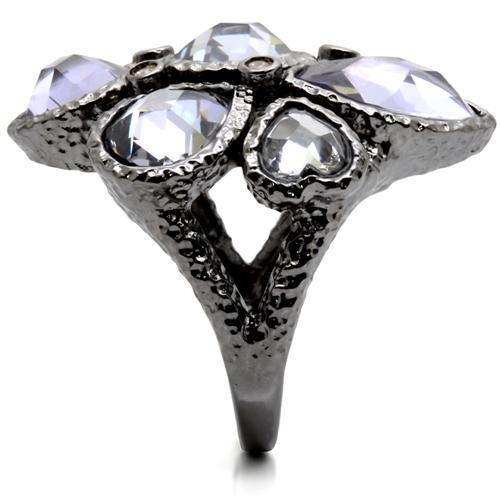 Alamode Ruthenium Brass Ring with AAA Grade CZ in Light Amethyst - Alamode - Flyclothing LLC