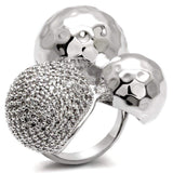 Alamode Rhodium Brass Ring with AAA Grade CZ in Clear - Alamode - Flyclothing LLC