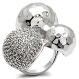 Alamode Rhodium Brass Ring with AAA Grade CZ in Clear - Alamode