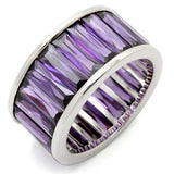 Alamode Rhodium Brass Ring with AAA Grade CZ in Amethyst - Alamode - Flyclothing LLC