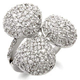 Alamode Rhodium Brass Ring with AAA Grade CZ in Clear - Alamode - Flyclothing LLC