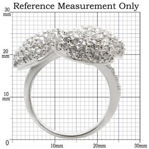 Alamode Rhodium Brass Ring with AAA Grade CZ in Clear - Alamode - Flyclothing LLC