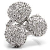 Alamode Rhodium Brass Ring with AAA Grade CZ in Clear - Alamode - Flyclothing LLC