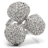 Alamode Rhodium Brass Ring with AAA Grade CZ in Clear - Alamode