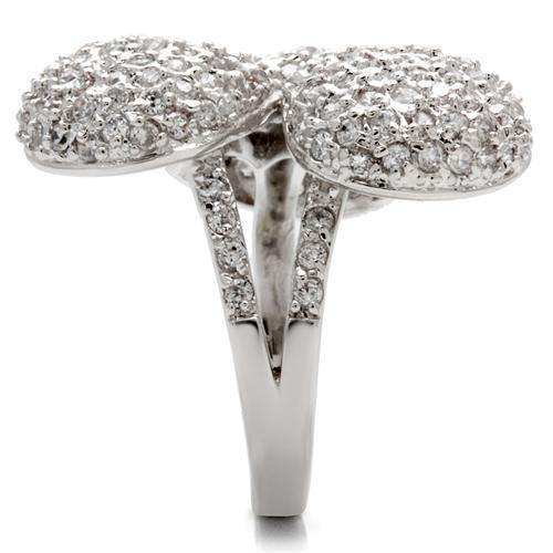 Alamode Rhodium Brass Ring with AAA Grade CZ in Clear - Alamode - Flyclothing LLC