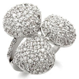 Alamode Rhodium Brass Ring with AAA Grade CZ in Clear - Alamode