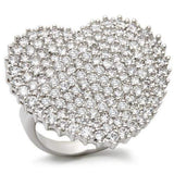 Alamode Rhodium Brass Ring with AAA Grade CZ in Clear - Alamode - Flyclothing LLC