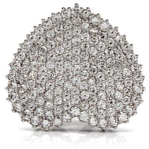 Alamode Rhodium Brass Ring with AAA Grade CZ in Clear - Alamode - Flyclothing LLC